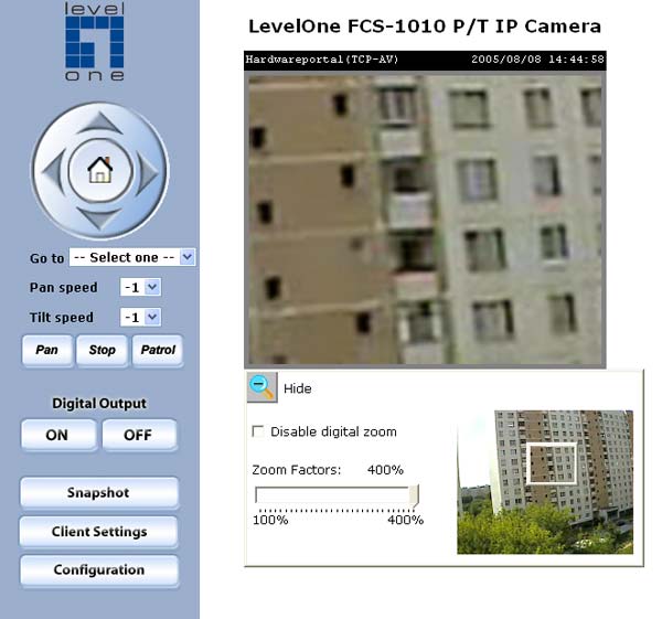 Цифровое увеличение IP-камеры FCS-1010