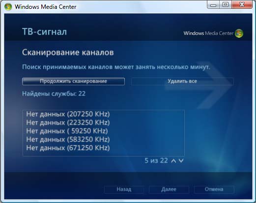 Сканирование каналов