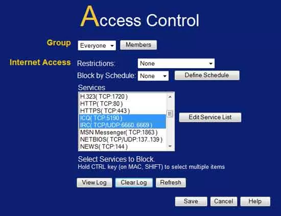 Меню настройки Level One WBR-3408
