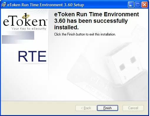 Установка на локальном компьютере eToken RTE 3.65